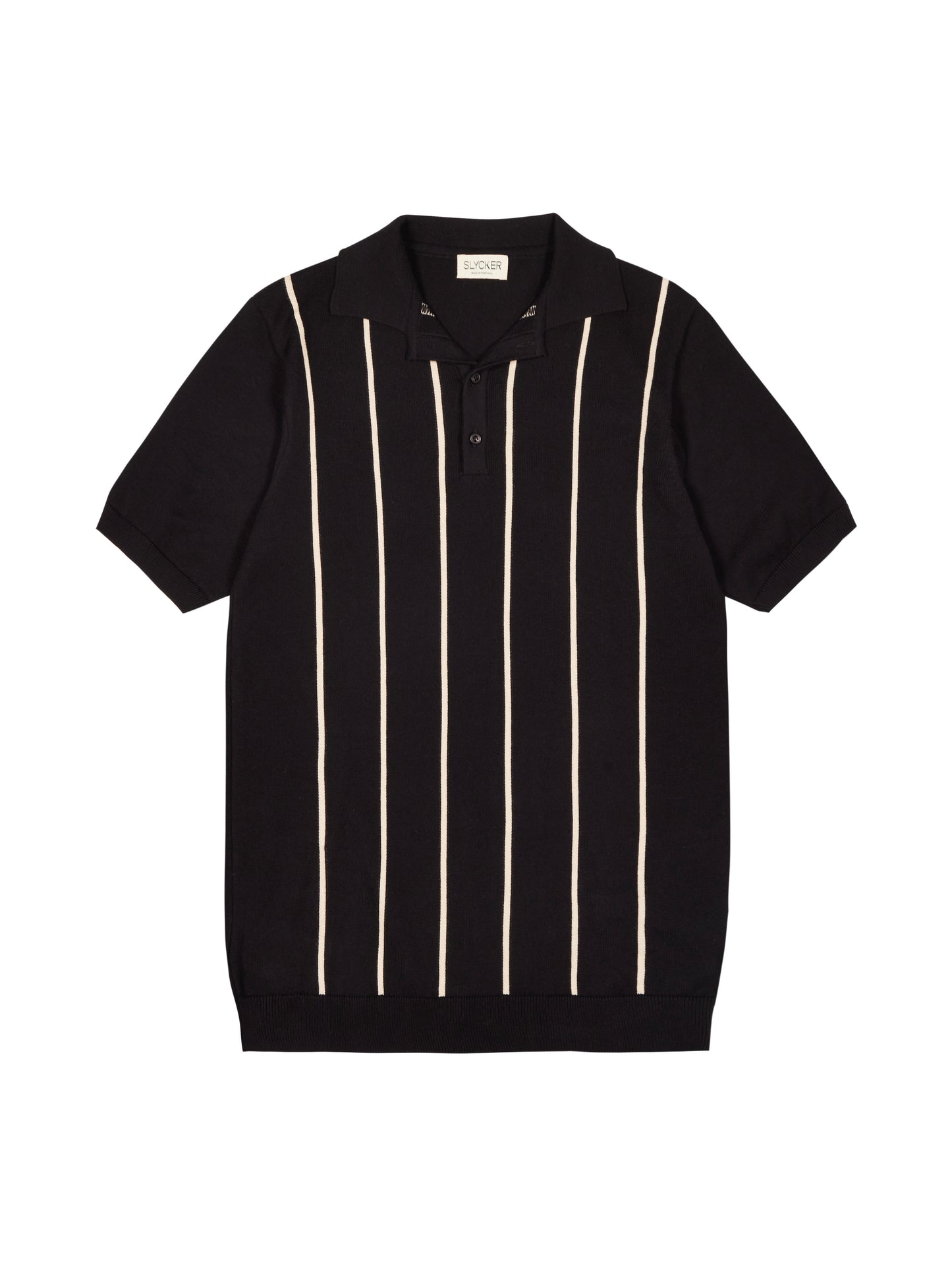 Pinstripe Polo - Black/Cream